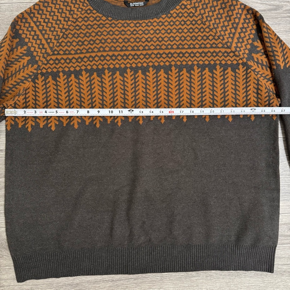 Bloomchic Gray Patterned Crewneck Pullover Relaxe… - image 8